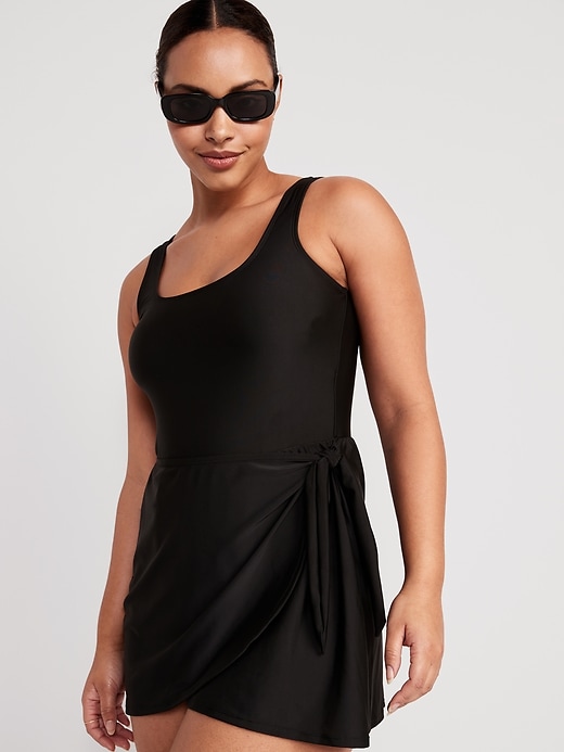 Image number 3 showing, Wrap-Front Swim Dress