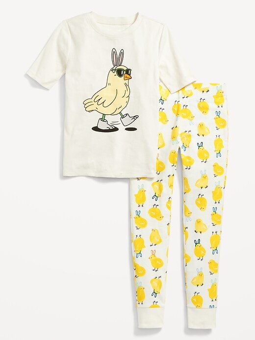 View large product image 2 of 4. Matching Gender-Neutral Snug-Fit Printed Pajama Set for Kids