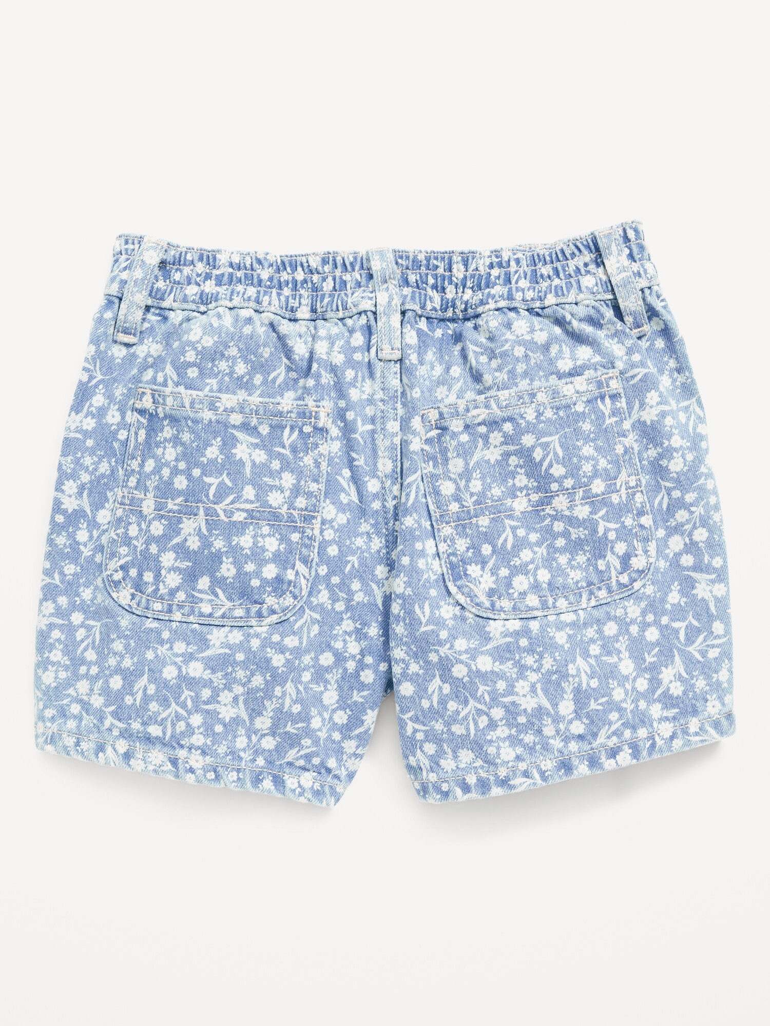 Elasticized Waist Printed Workwear Non-Stretch Jean Shorts for Girls ...