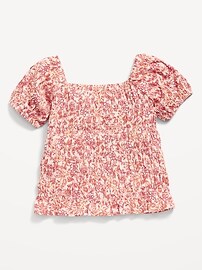View large product image 3 of 4. Printed Puckered-Jacquard Knit Smocked Top for Girls