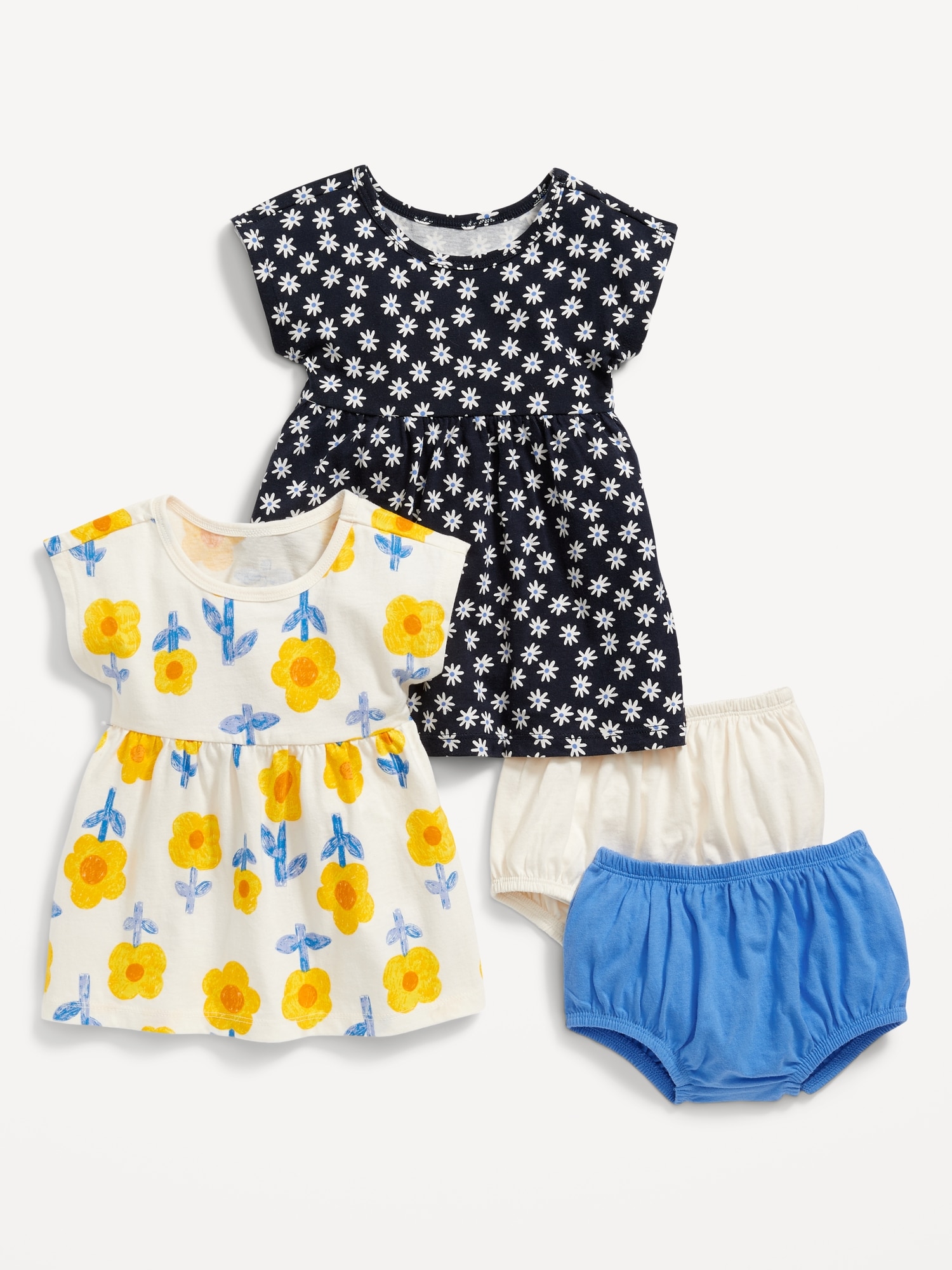 Old Navy Jersey-Knit Dolman-Sleeve Dress & Bloomer Shorts 4-Piece Set for Baby multi. 1