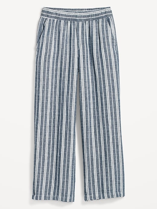 Image number 4 showing, High-Waisted Striped Linen-Blend Wide-Leg Pants