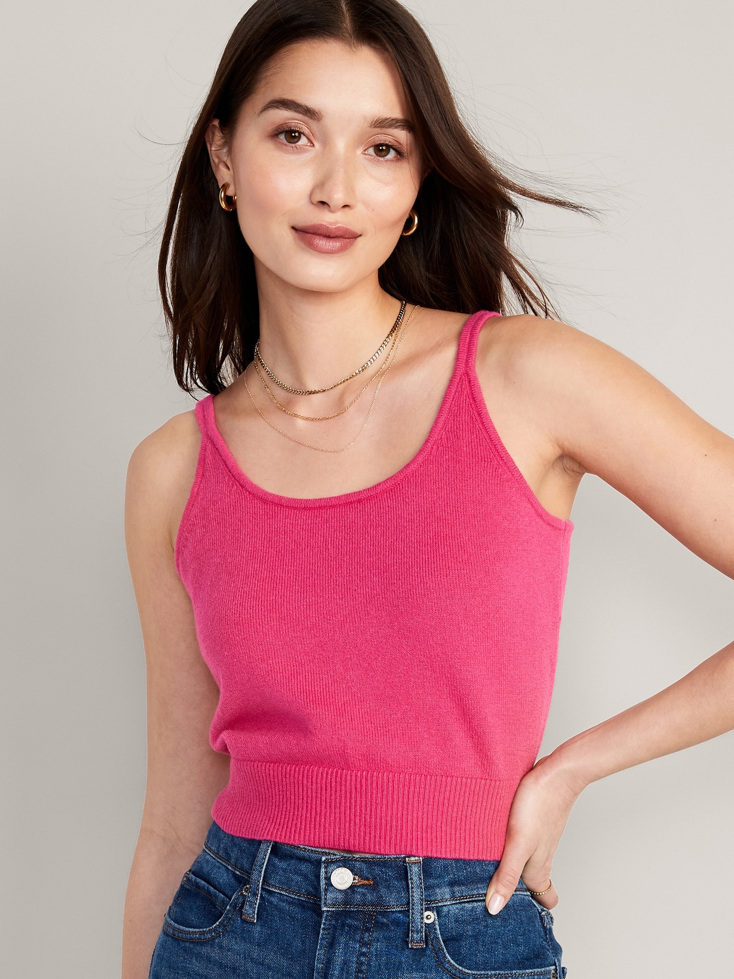 Old Navy Cozy Cropped Sweater Tank Top for Women multi. 1