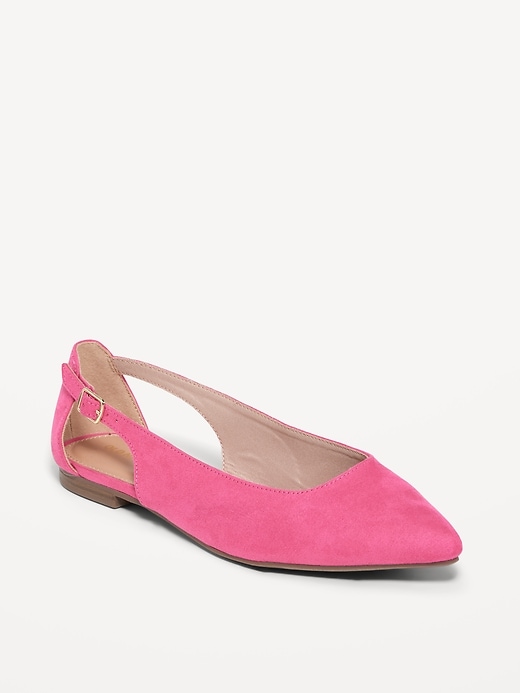 View large product image 1 of 1. Faux-Suede Slingback Flats