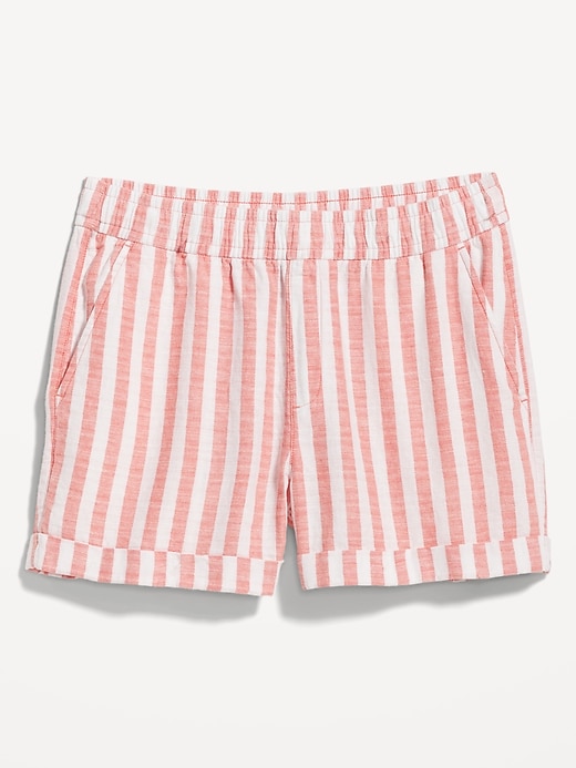 Image number 4 showing, Matching High-Waisted Striped Linen-Blend Shorts -- 3.5-inch inseam