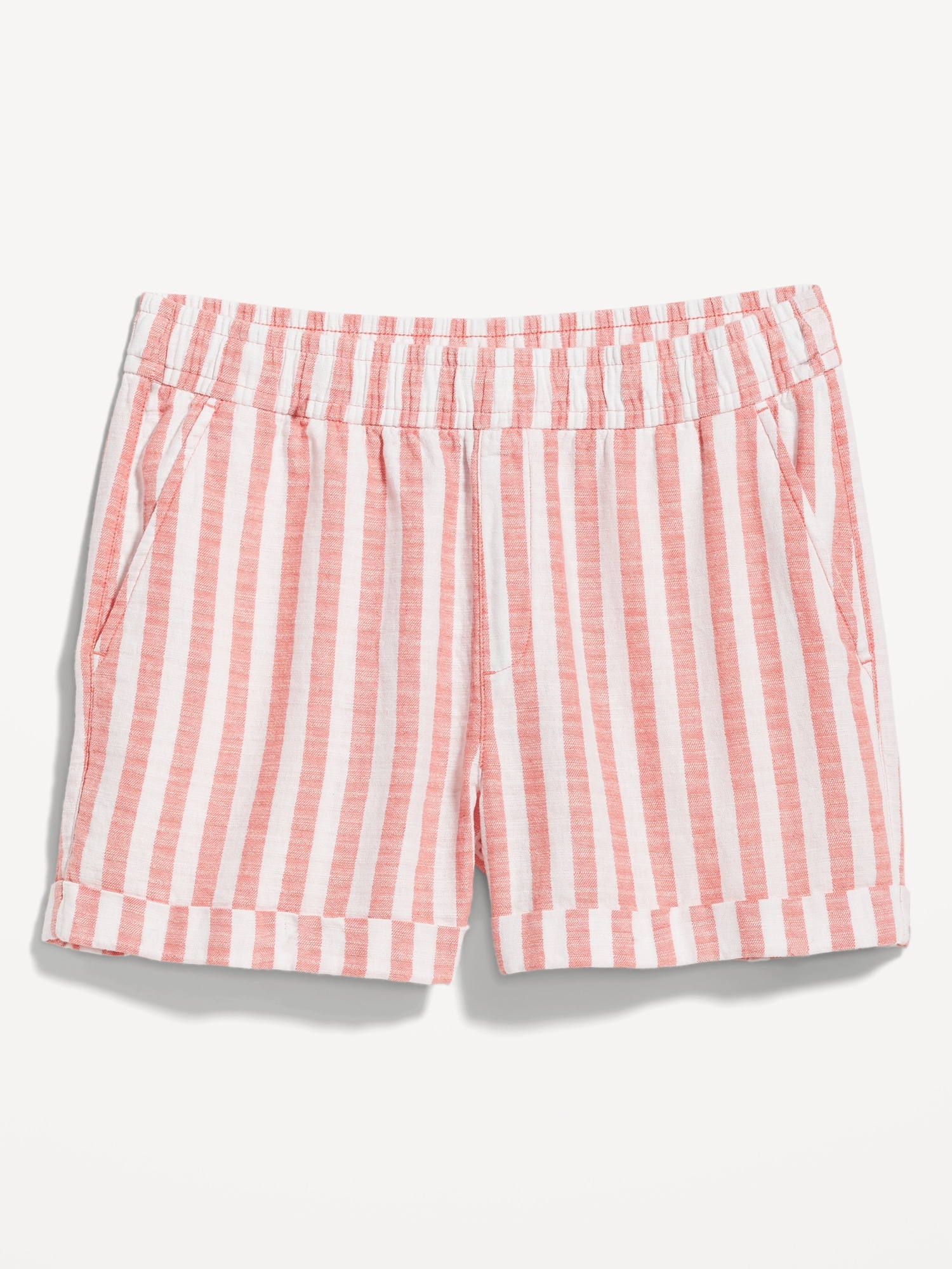 Matching High-Waisted Striped Linen-Blend Shorts -- 3.5-inch inseam ...