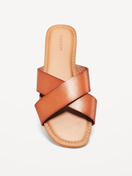 Image number 3 showing, Faux-Leather Cross-Strap Sandals