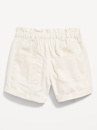 View large product image 4 of 4. High-Waisted Twill Tie-Front Utility Midi Shorts for Girls