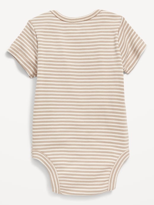 View large product image 2 of 2. Unisex Short-Sleeve Striped Bodysuit for Baby