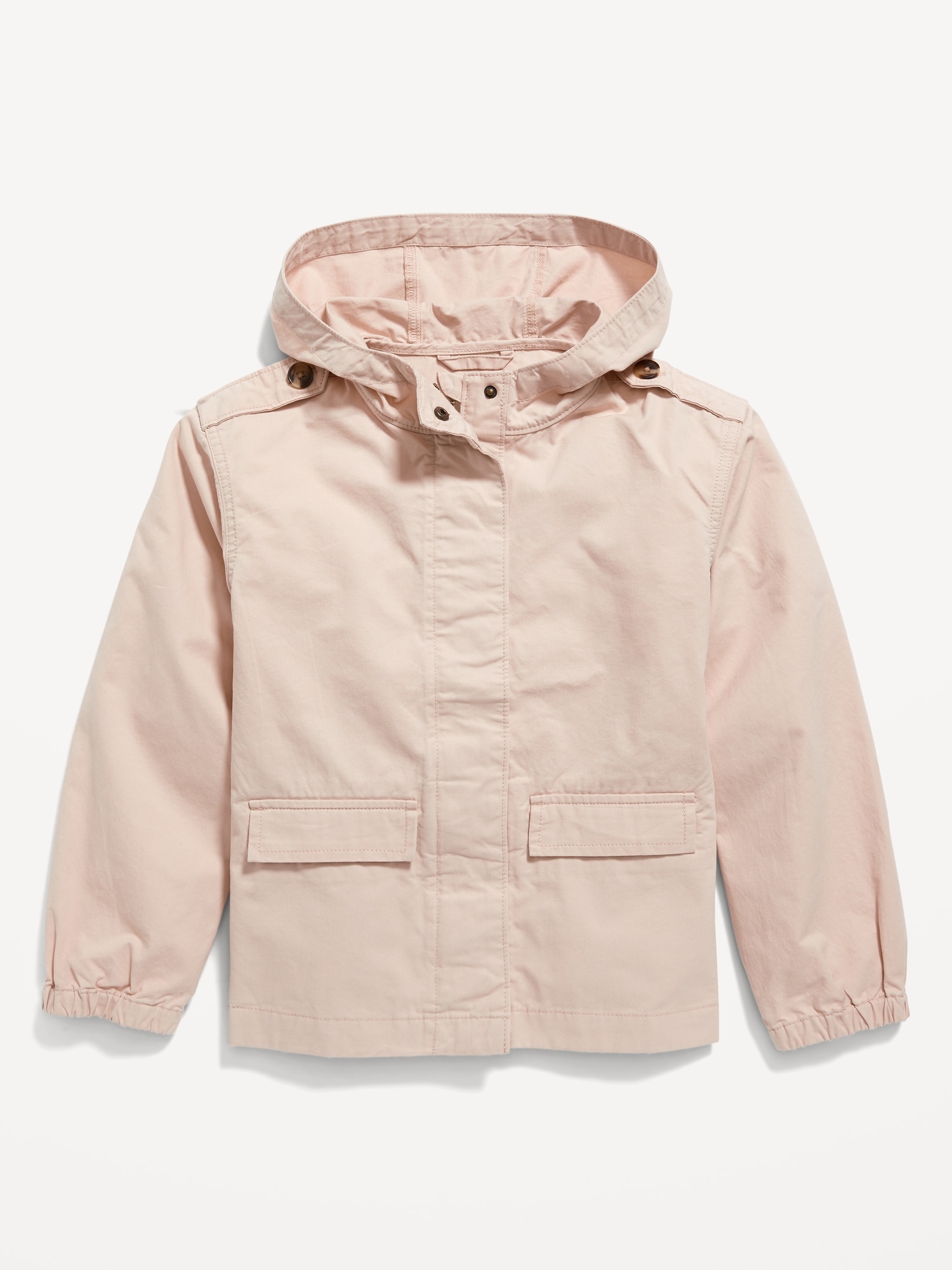 Old Navy Hooded Twill Utility Jacket for Girls beige. 1