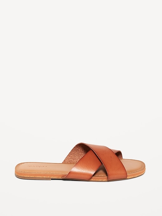 Faux-Leather Cross-Strap Sandals for Women | Old Navy