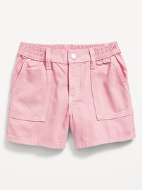 View large product image 3 of 4. Elasticized Waist Workwear Non-Stretch Jean Shorts for Girls