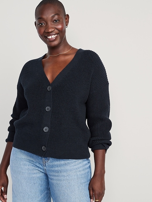 Image number 5 showing, Lightweight Cotton and Linen-Blend Shaker-Stitch Cardigan Sweater