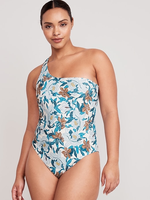 Image number 5 showing, Matching Printed One-Shoulder One-Piece Swimsuit