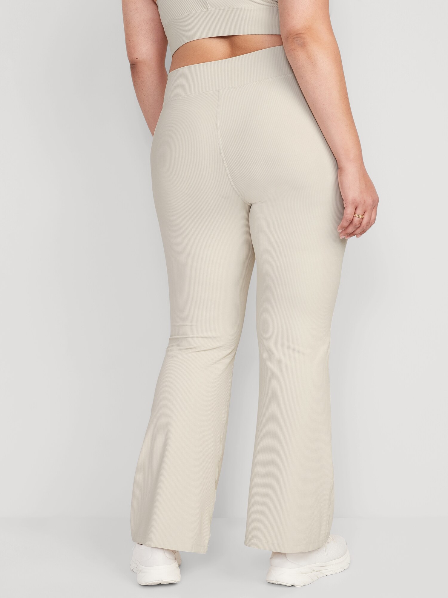 Lucy - White High Waisted Kick Flare Trousers | Trousers | Miss G Couture