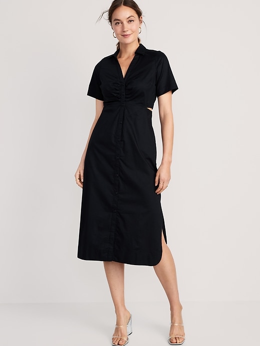 Image number 1 showing, Cutout Midi Shirt Dress