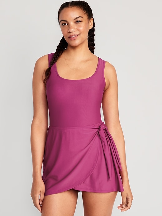 Image number 1 showing, Wrap-Front Swim Dress