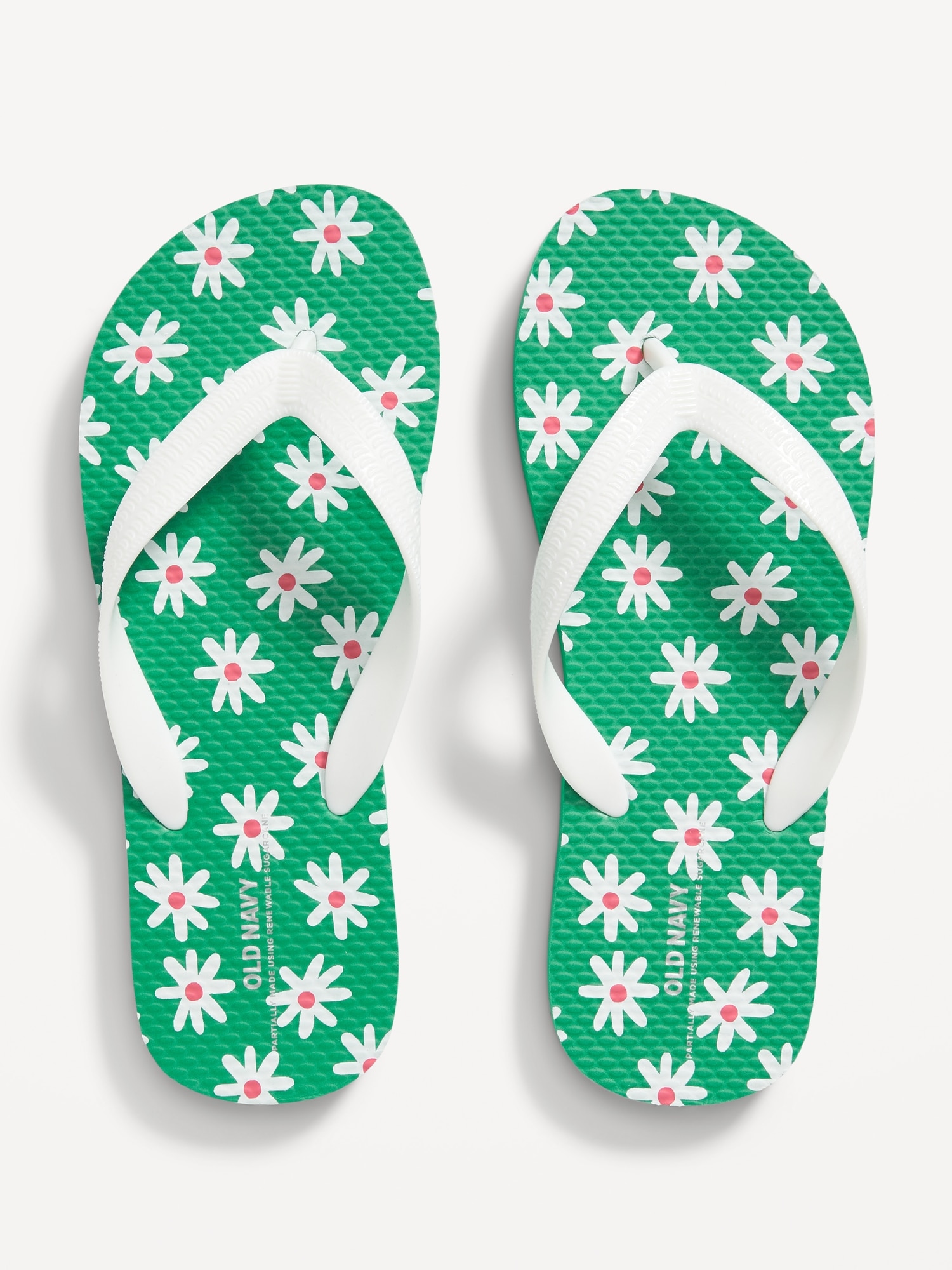 Old Navy Printed Flip-Flop Sandals for Girls (Partially Plant-Based) white. 1