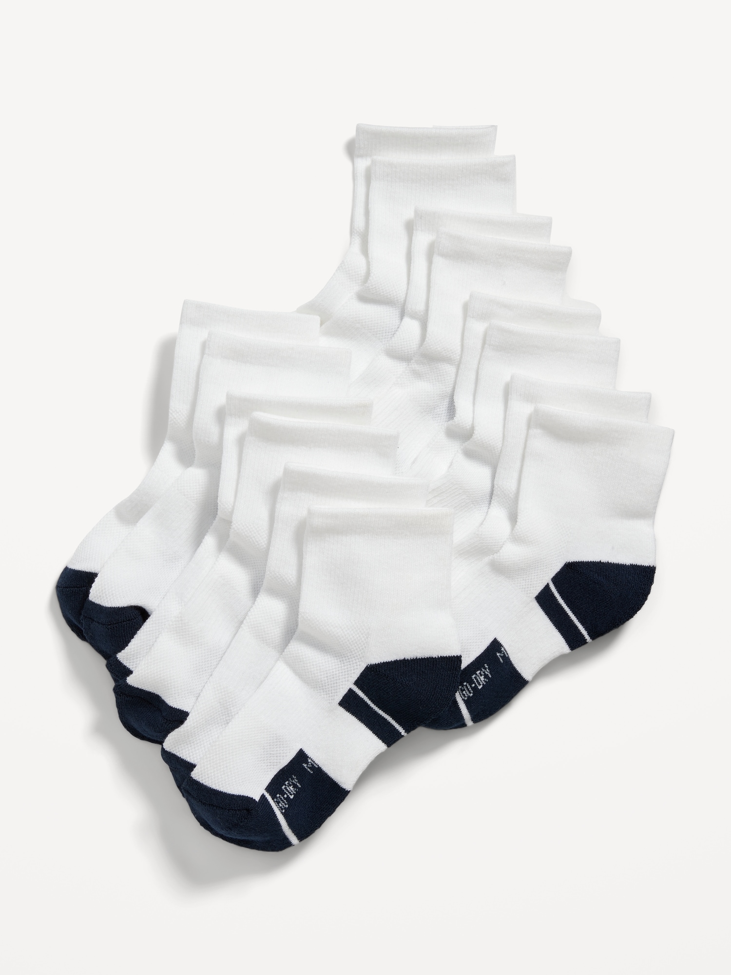 Old Navy Go-Dry Quarter Crew Socks 7-Pack for Boys white. 1