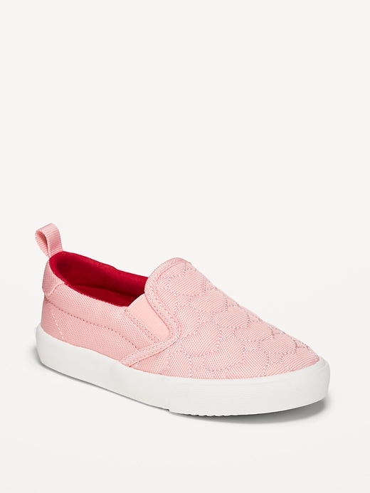 View large product image 1 of 4. Textured Hearts Slip-On Sneakers for Toddler Girls