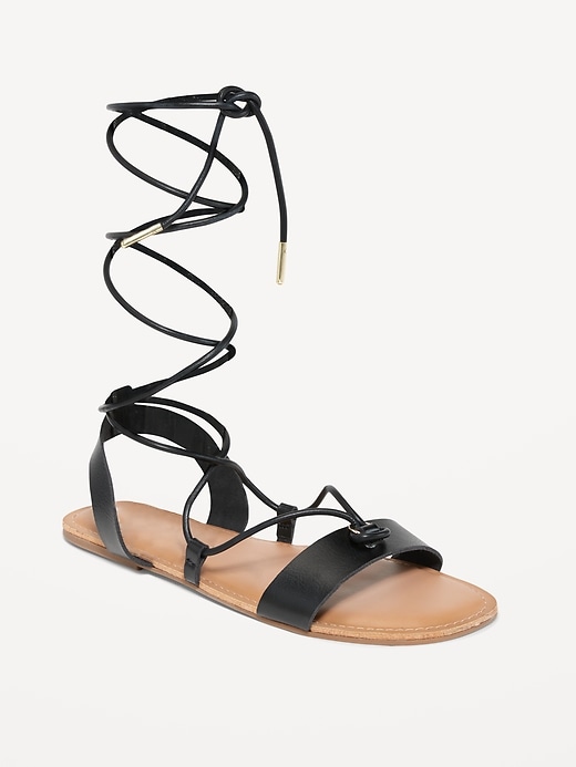 Faux-Leather Lace-Up Gladiator Sandals | Old Navy