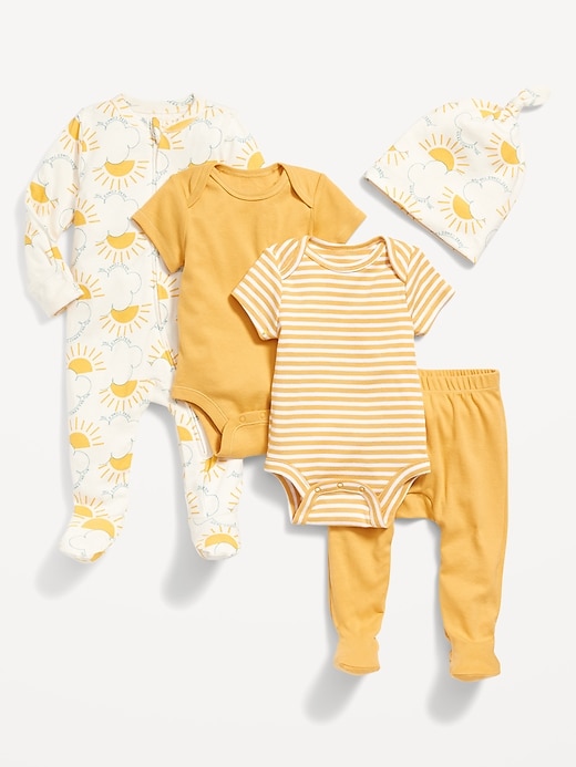 View large product image 1 of 2. Unisex Soft-Knit 5-Piece Layette Set for Baby