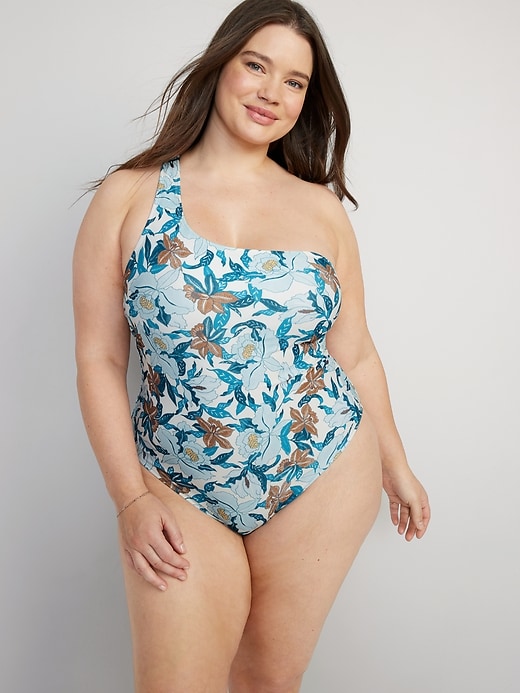 Image number 7 showing, Matching Printed One-Shoulder One-Piece Swimsuit