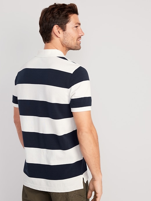 View large product image 2 of 4. Rugby-Stripe Classic Fit Pique Polo
