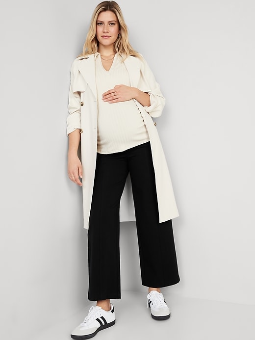 Image number 7 showing, Maternity Full-Panel Pixie Wide Leg Pants