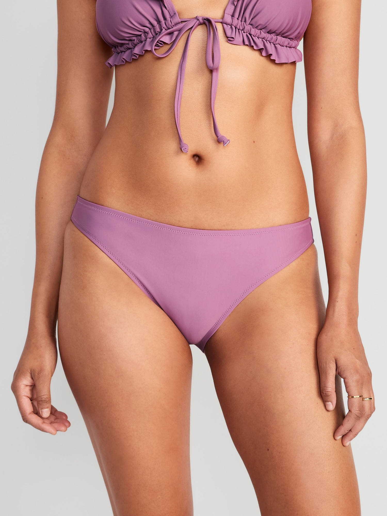 Old Navy Matching Low-Rise Classic Bikini Swim Bottoms for Women purple. 1
