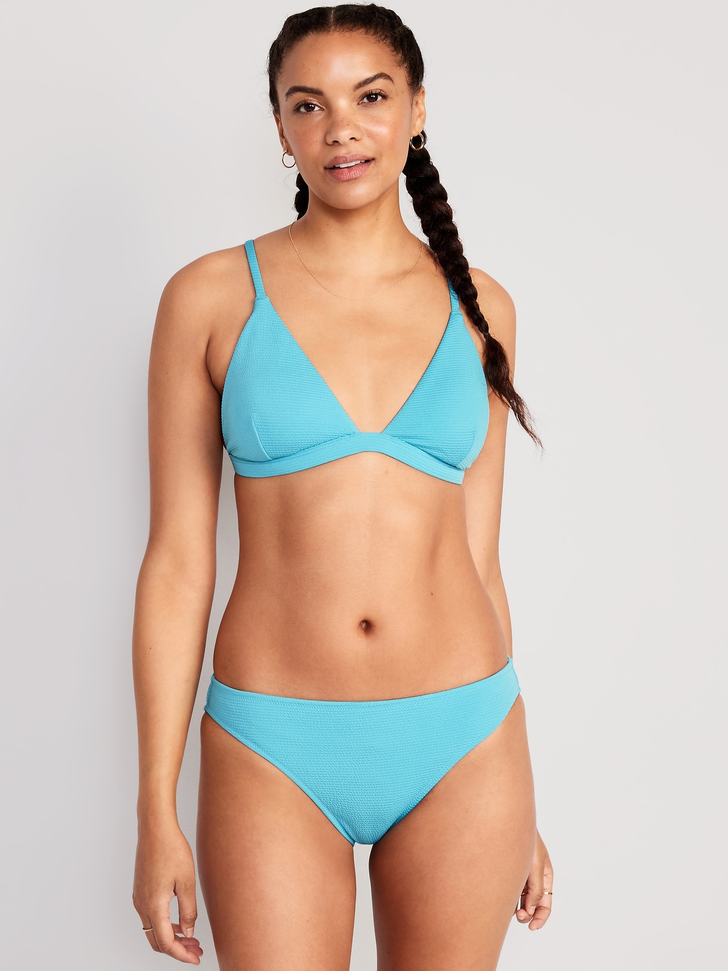 Old Navy Pucker Triangle Bikini Swim Top for Women blue. 1