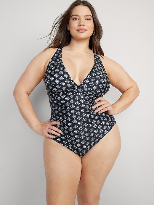 Image number 7 showing, Matching V-Neck One-Piece Swimsuit
