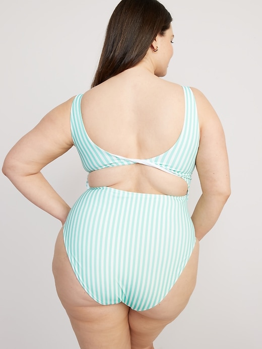 Image number 8 showing, Matching Twist-Back Cutout One-Piece Swimsuit
