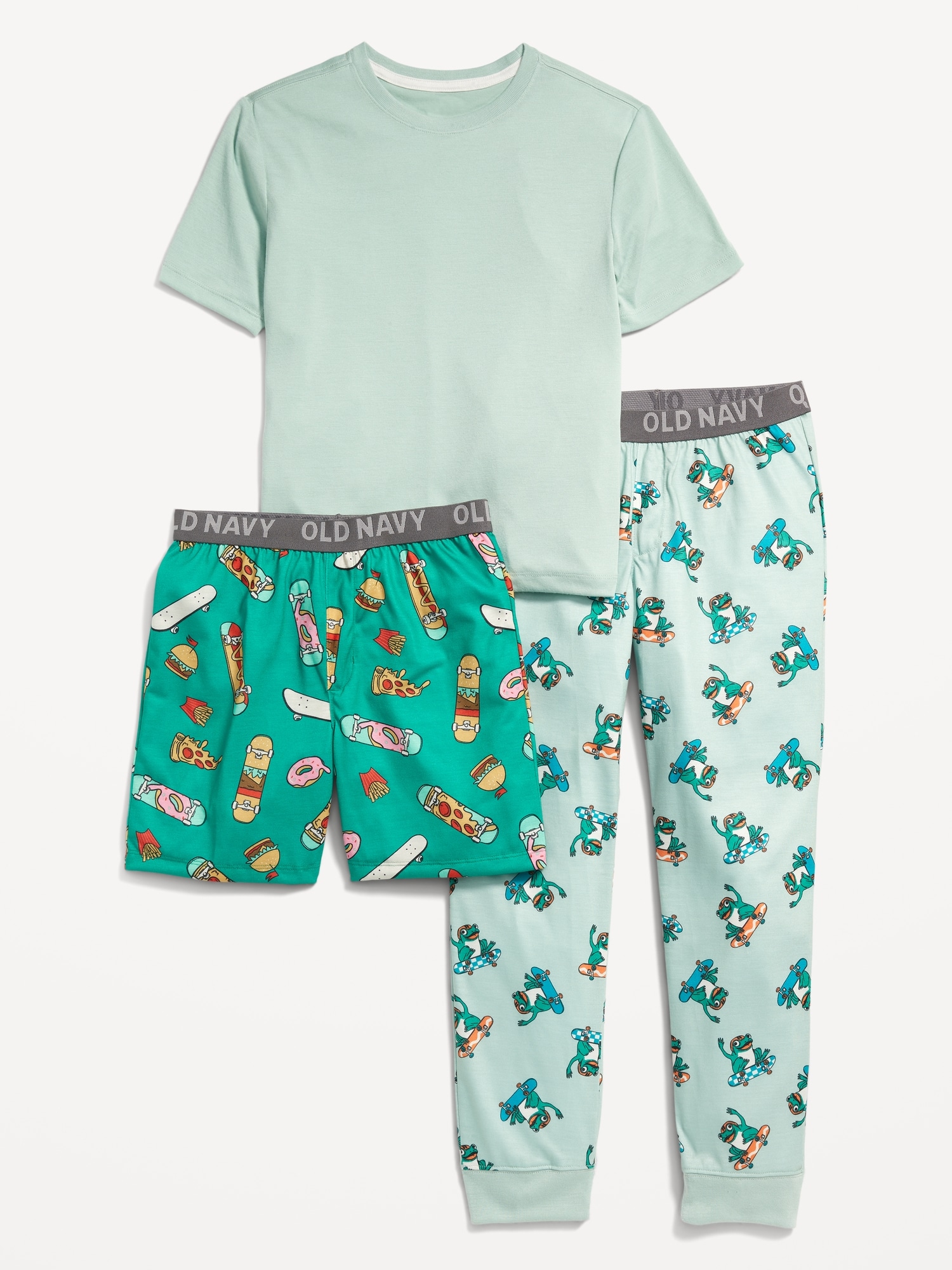 Old Navy 3-Piece Printed Pajama Set for Boys green. 1