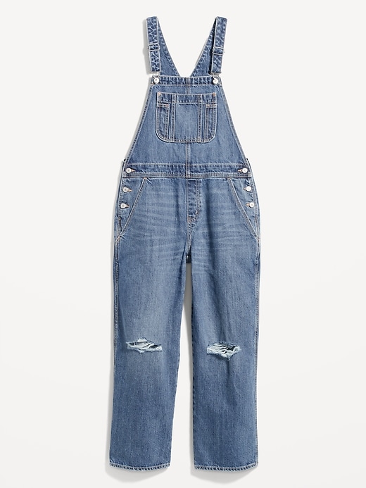 Image number 4 showing, Baggy Wide-Leg Ripped Jean Overalls
