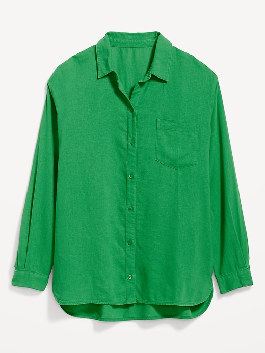 Image number 4 showing, Linen-Blend Boyfriend Shirt