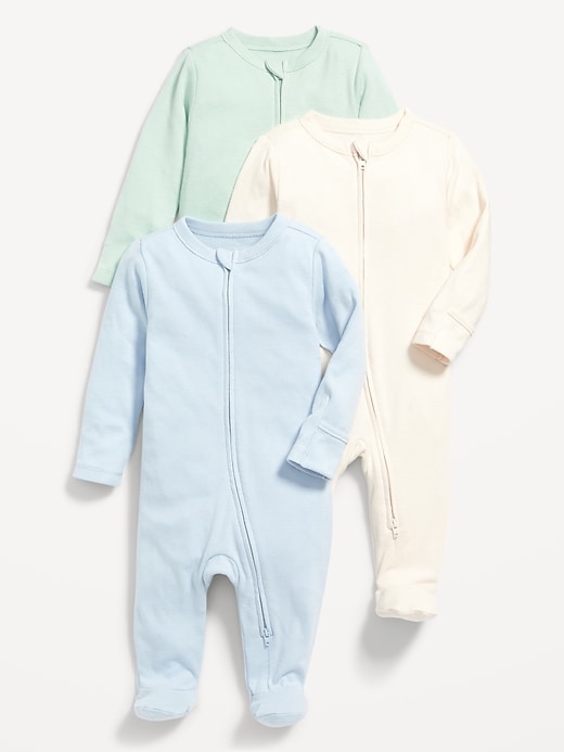 View large product image 1 of 2. 2-Way-Zip Sleep & Play Footed One-Piece 3-Pack for Baby