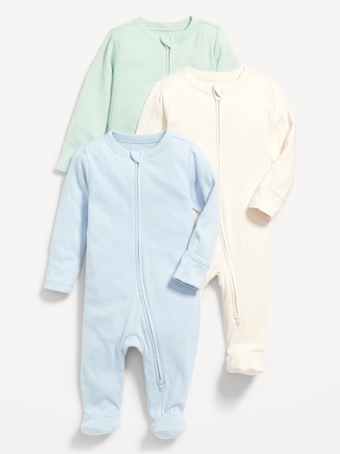 Unisex 3-Pack Sleep & Play 2-Way-Zip Footed One-Piece for Baby - Sonora Succulent