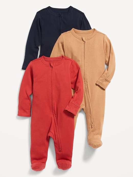 View large product image 1 of 1. Unisex 3-Pack Sleep & Play 2-Way-Zip Footed One-Piece for Baby