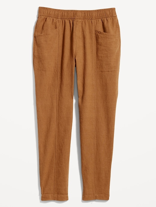 Image number 4 showing, High-Waisted Cropped Linen-Blend Tapered Pants for Women