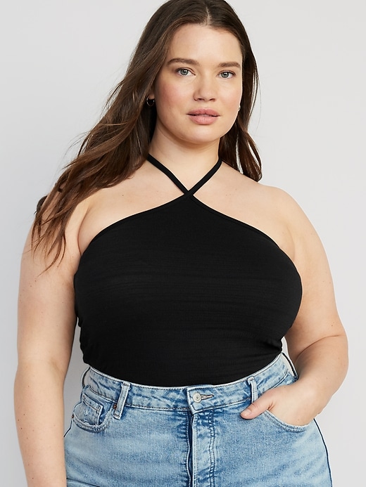 Crop Smocked Crossover Halter Cami Top | Old Navy