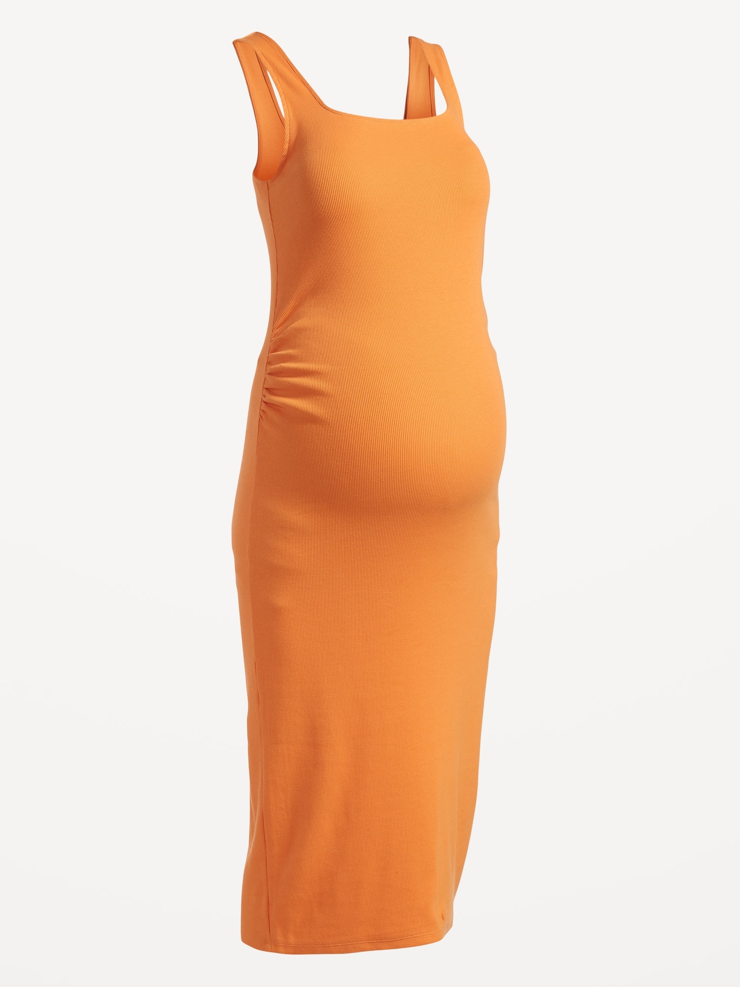Maternity Fitted Sleeveless SquareNeck RibKnit Midi Dress Old Navy