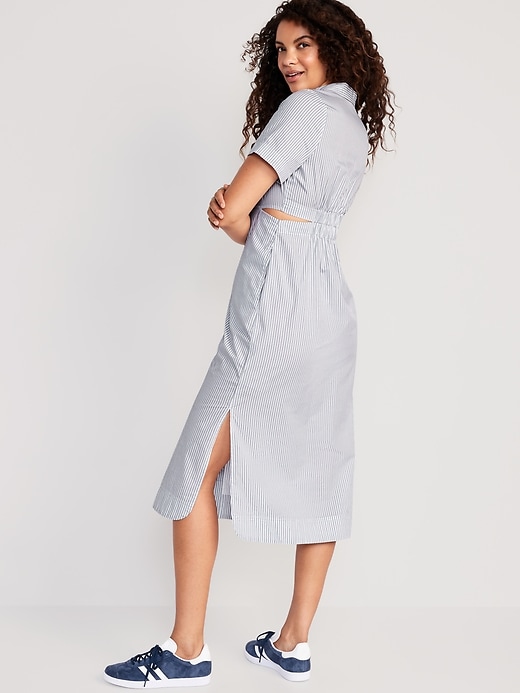Image number 2 showing, Striped Cutout Midi Shirt Dress