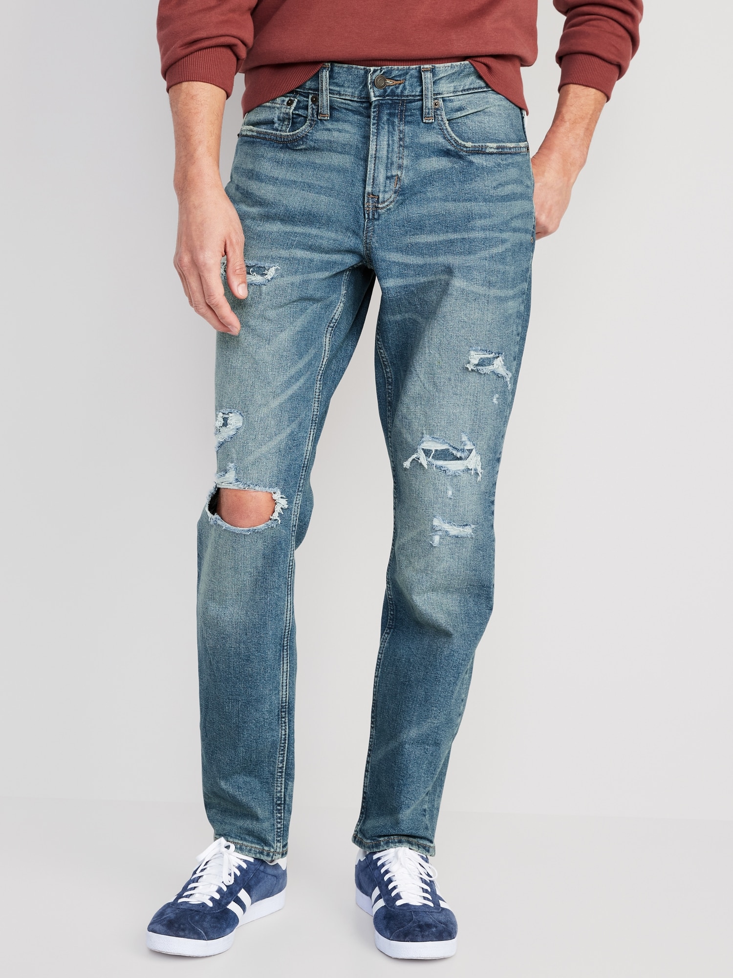 Athletic Taper Ripped Jeans