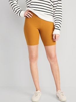 NKNIT KNIT biker shorts ゴールド バイカーショーツ High-Waisted Rib-Knit Biker Shorts for Women -- 8-inch