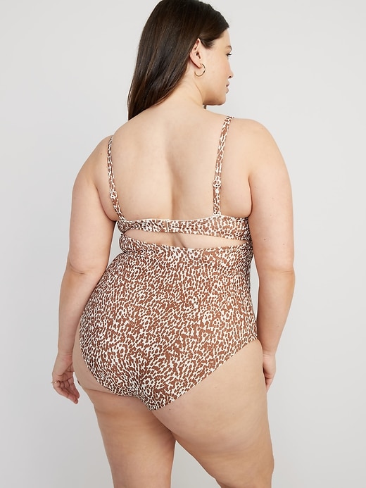 Image number 8 showing, Tie-Front Keyhole Bandeau-Style One-Piece Swimsuit