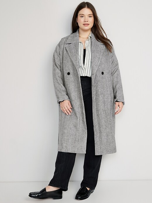 Image number 7 showing, Long Slouchy Double-Breasted Coat for Women