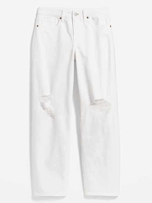 Image number 4 showing, High-Waisted OG Loose Ripped White Jeans