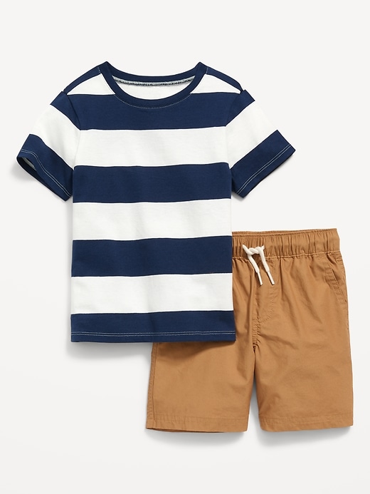 2-Pack T-Shirt and Cotton Poplin Pull-On Shorts Set for Toddler Boys