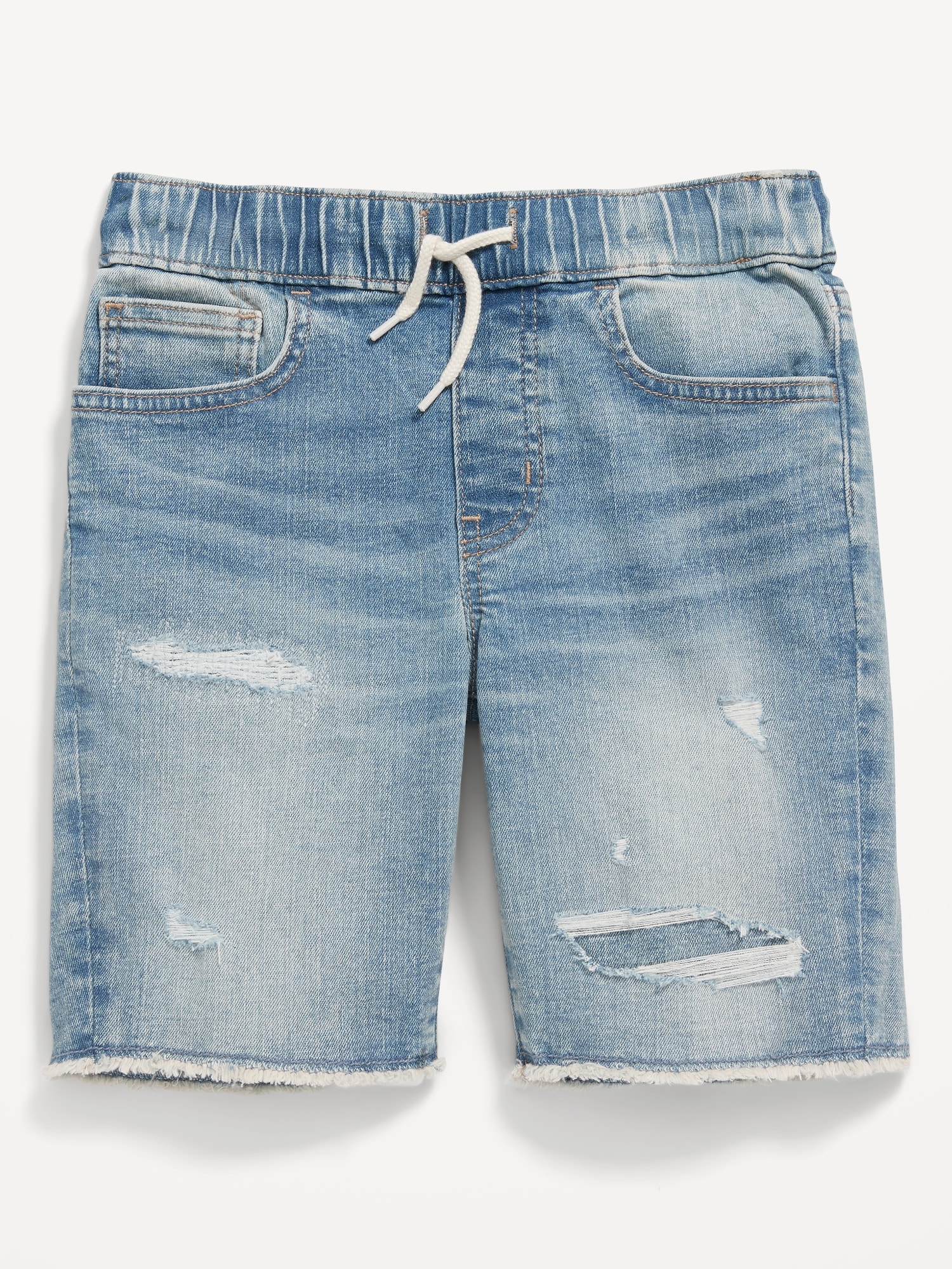 Old Navy 360° Stretch Ripped Pull-On Jean Shorts for Boys (At Knee) blue. 1